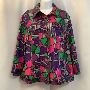 Ruby Road Jacket Women’s Size 16 Sequins Stain Glass Pattern